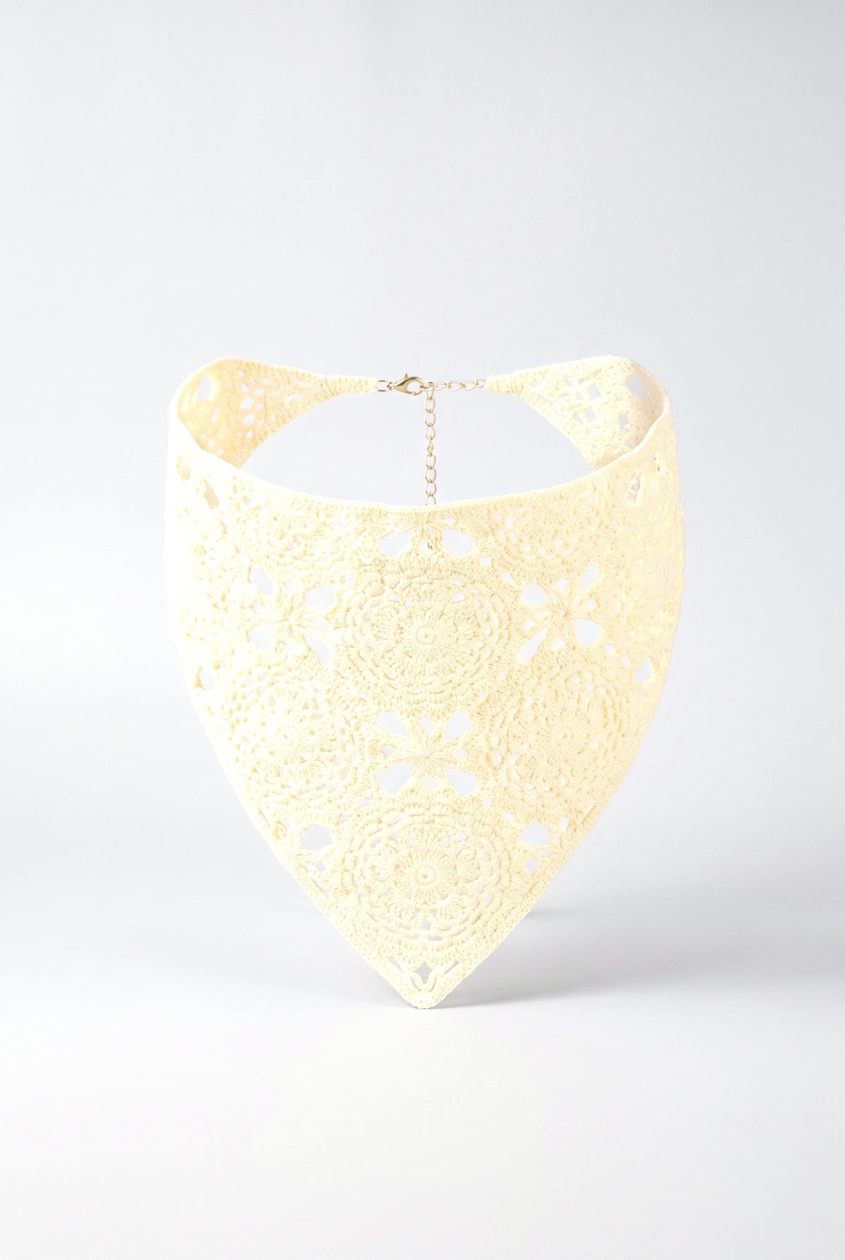 Hand Crochet Lace Bandana, beige
