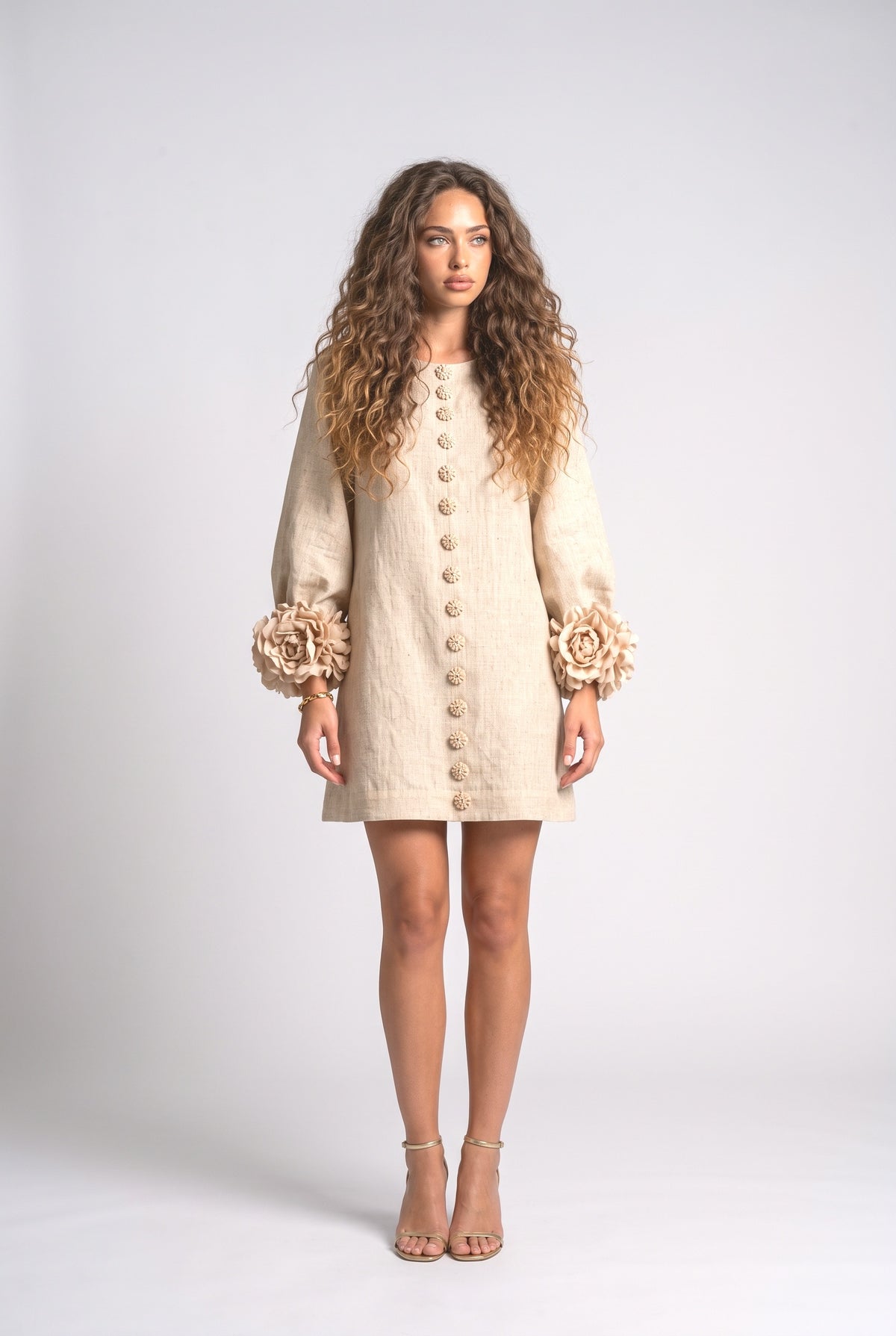 Floral Mini Dress, beige