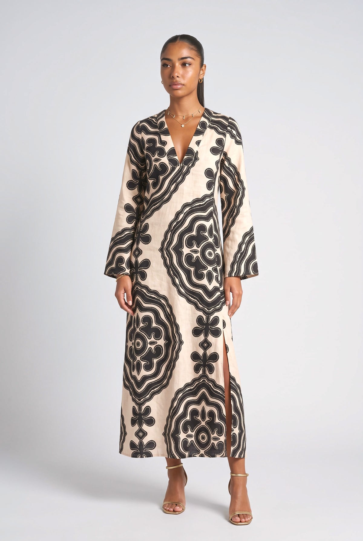 Black Floral Midi Dress, black