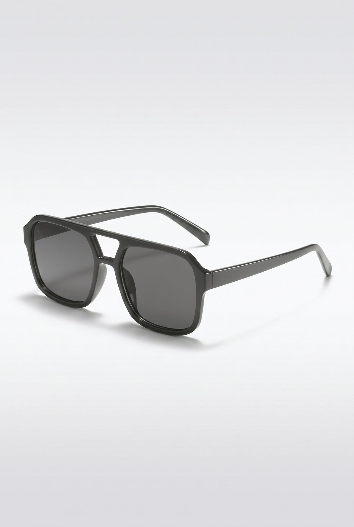 And Simple Double-Beam Large Frame Sunshade Sunglasses, black