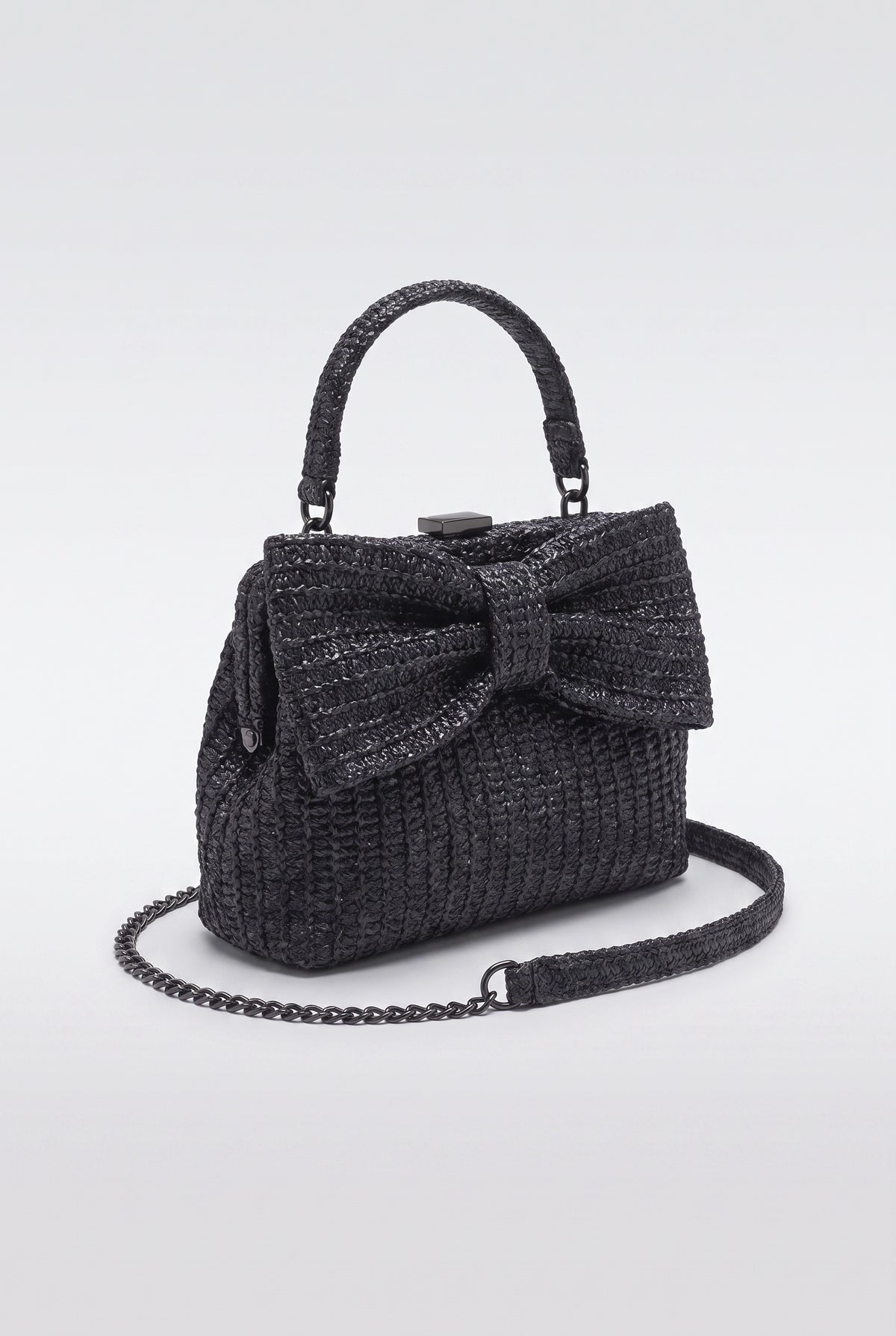 Straw Bow Clutch, black