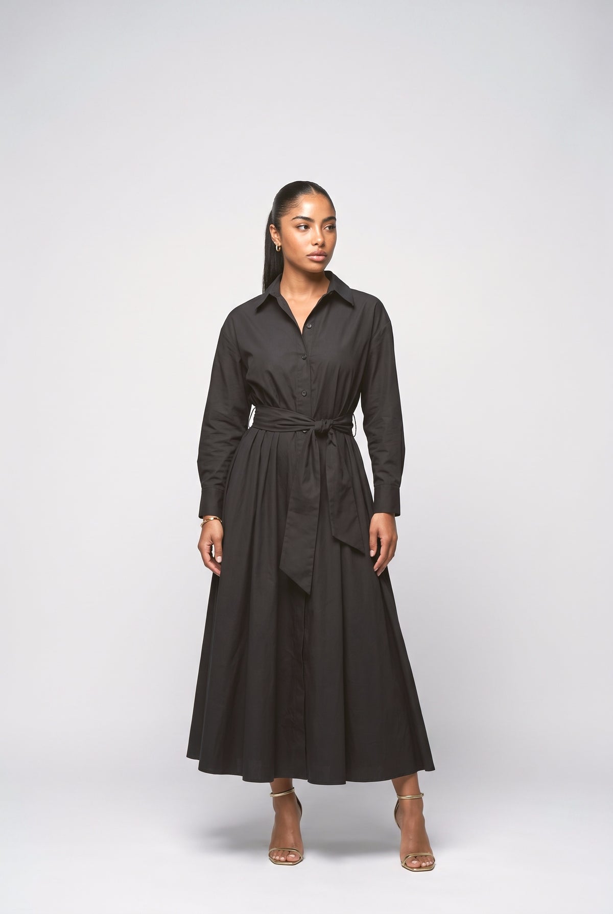Lace Long Sleeve Maxi Dress, black