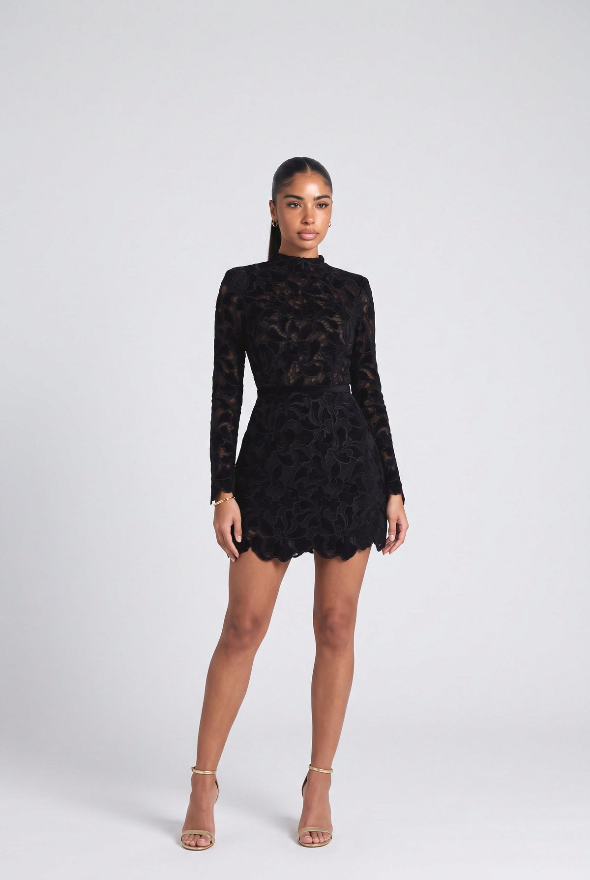 Lace Mini Dress, black