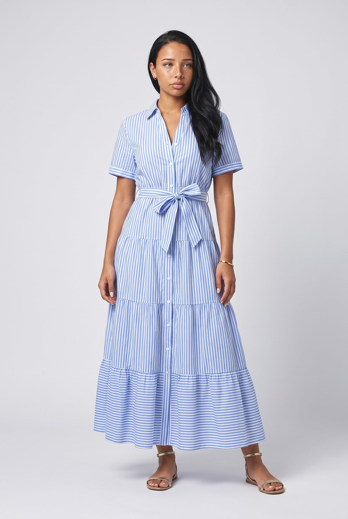 Striped Relaxed Maxi Dress, blue