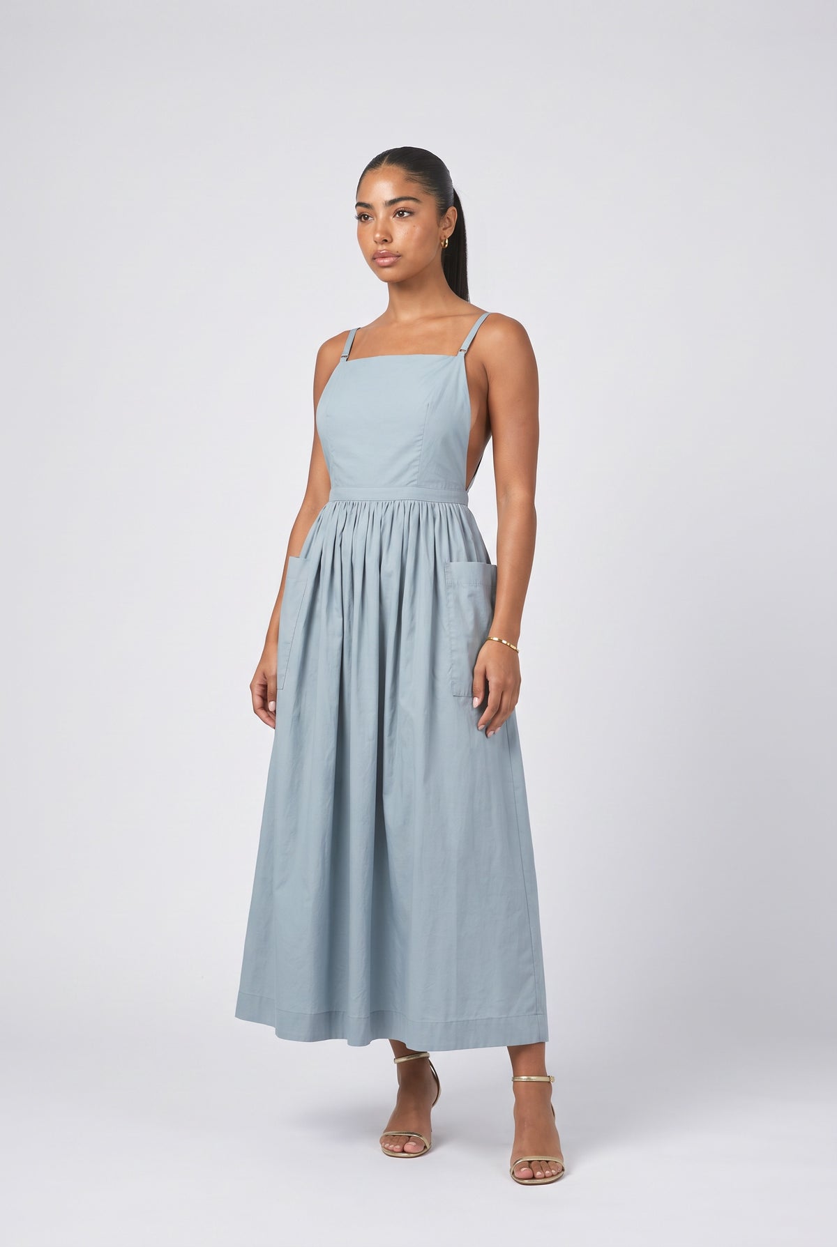 Lace Slit Dress, blue