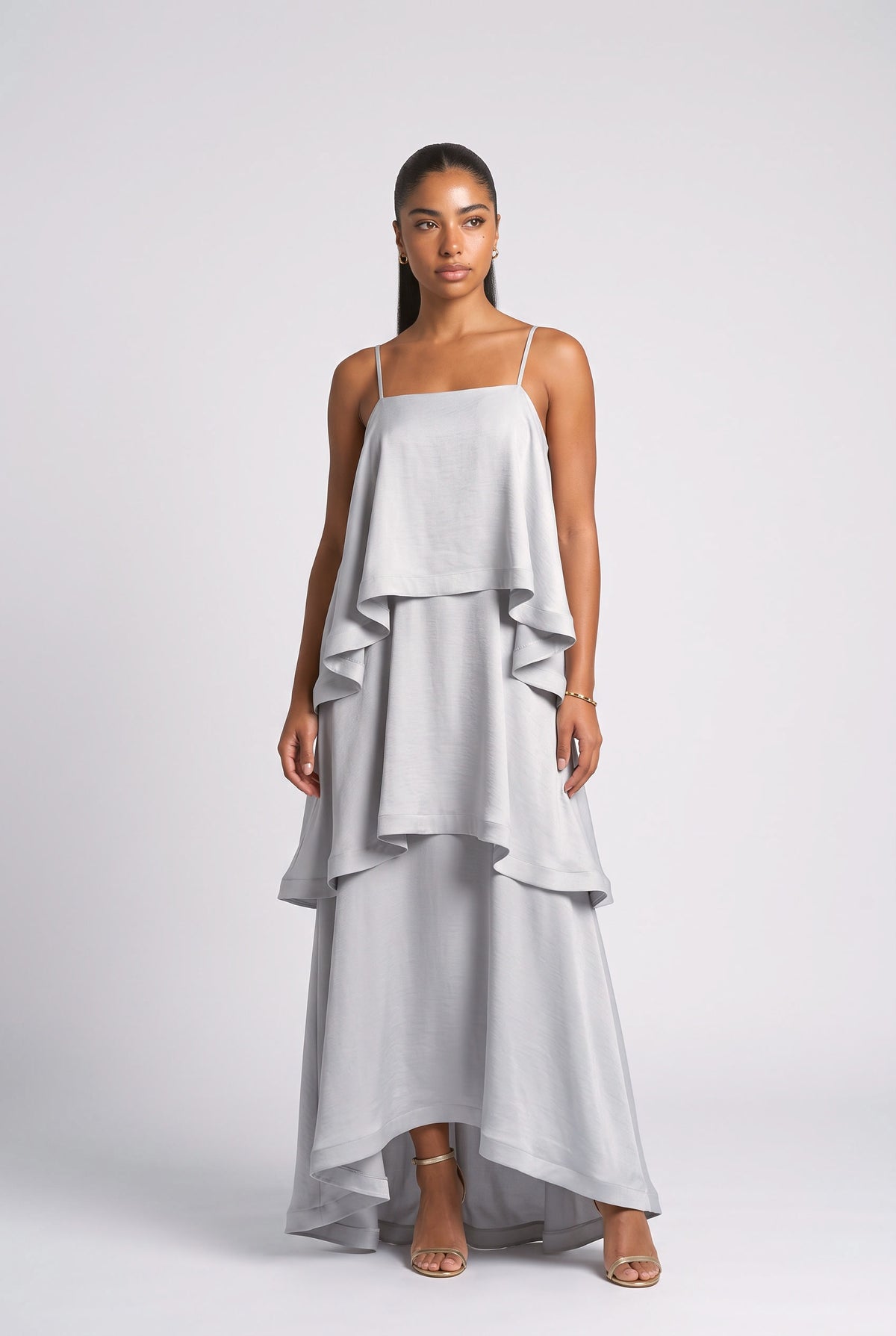 Ruffle Maxi Dress, blue