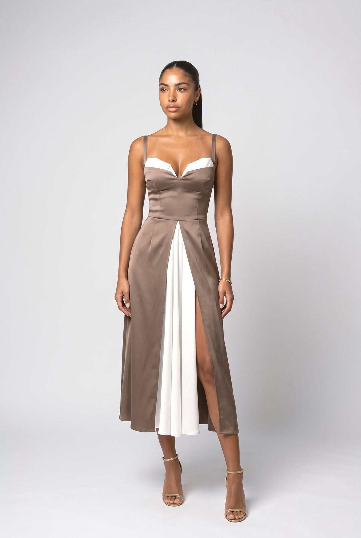 Slit Midi Dress, blue