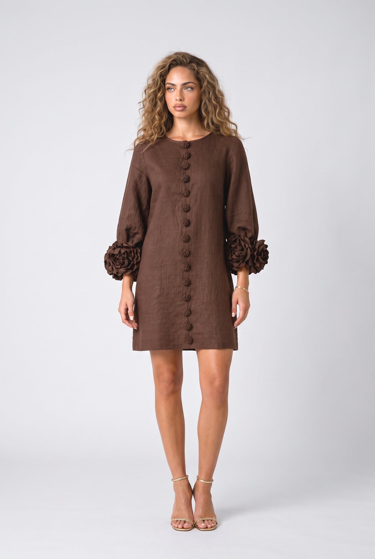 Floral Mini Dress, brown