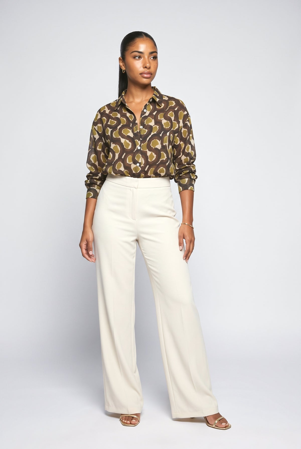 Brown Print Top, brown