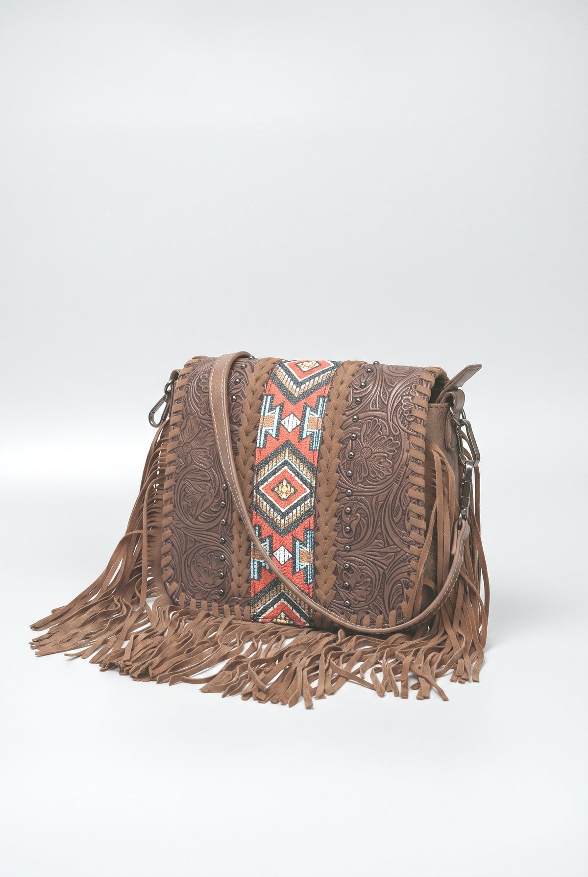 Brown Fringe Handbag, brown
