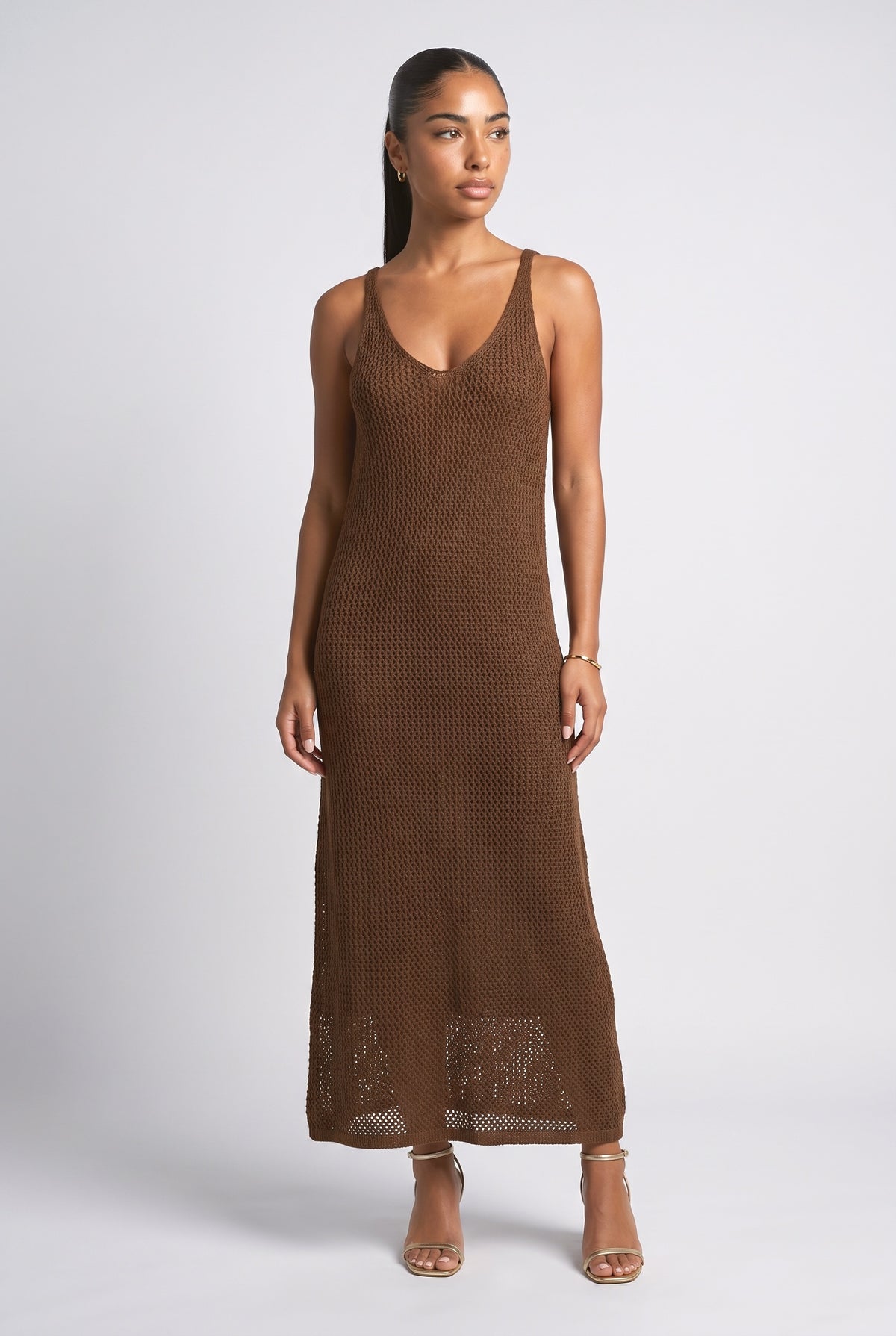 Knit Relaxed Maxi Dress, brown