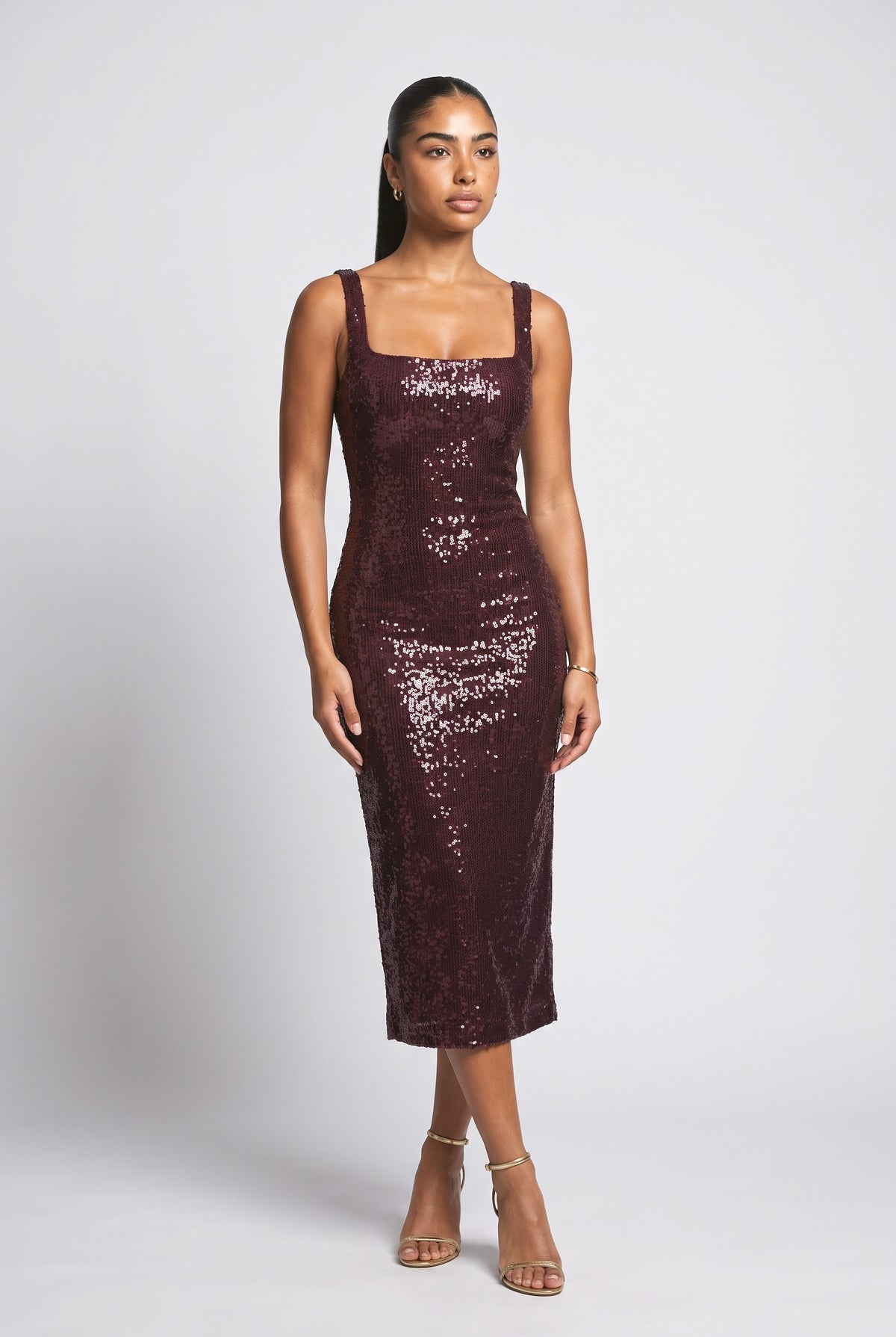 Burgundy Midi Dress, burgundy