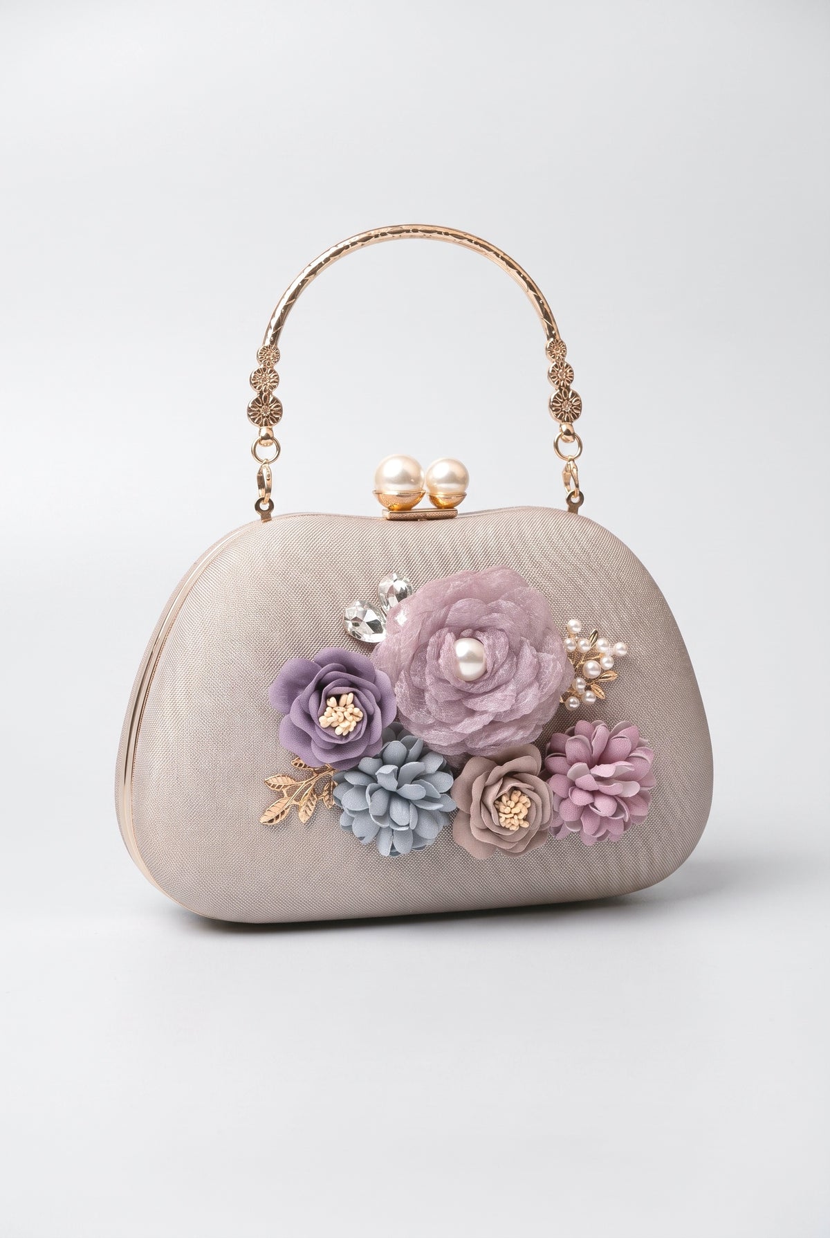Sweet Floral Evening Handbag, champagne