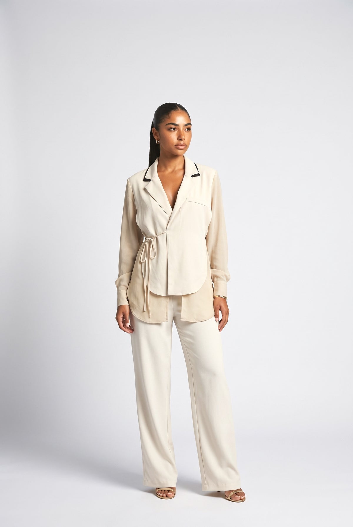 Beige Chiffon Top, cream
