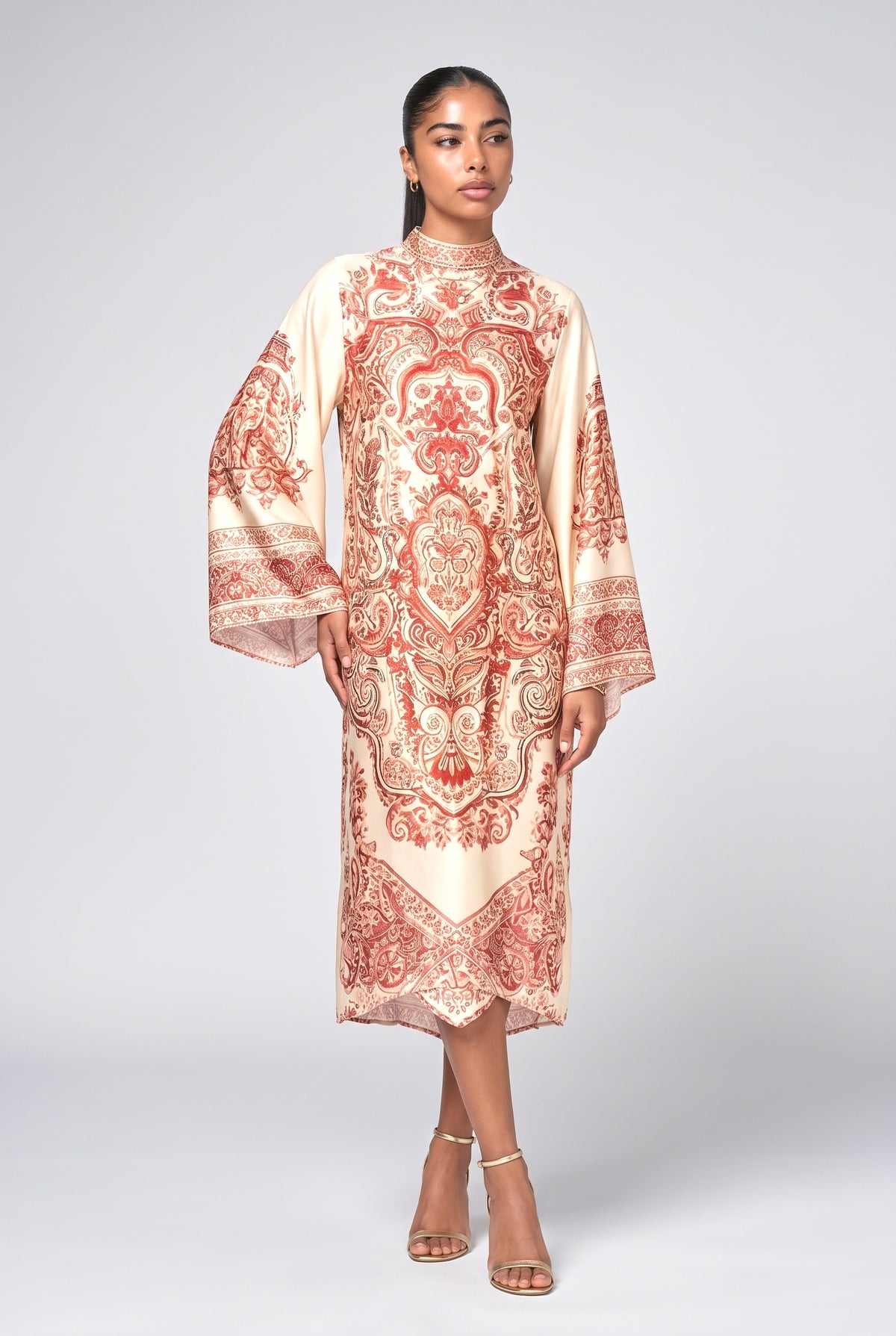 Paisley Midi Dress, cream