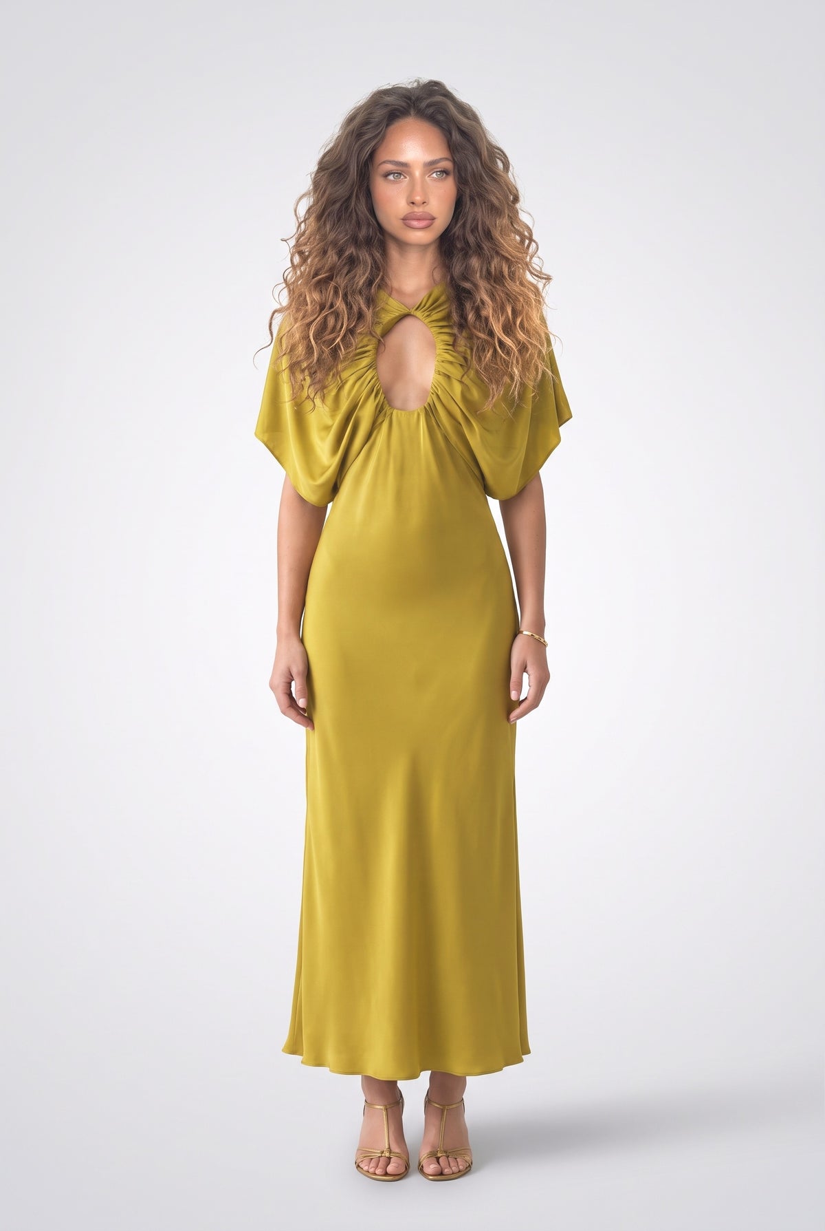 Green Cutout Maxi Dress, green