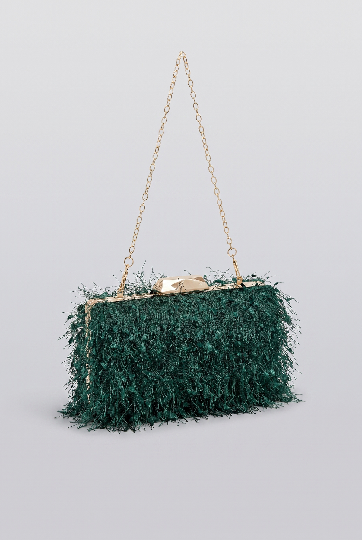 Tassel Clutch Chain Bag, green