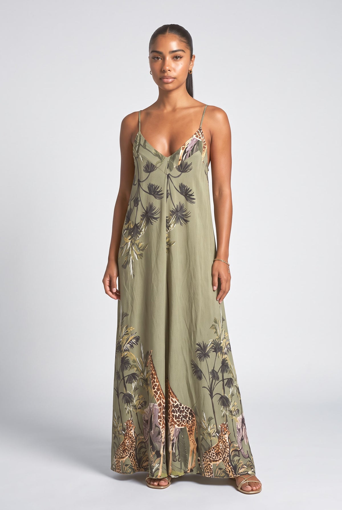 Tropical Sleeveless Jumpsuit, green