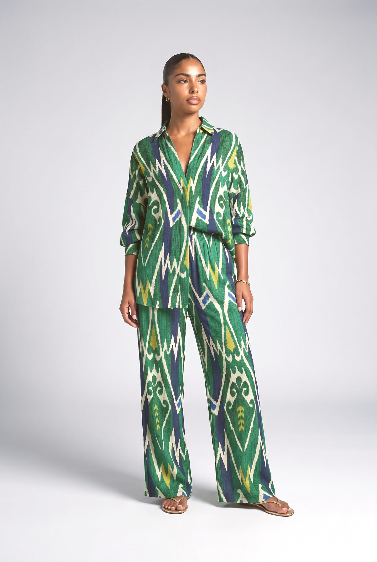 Green Print Outfit Set, green