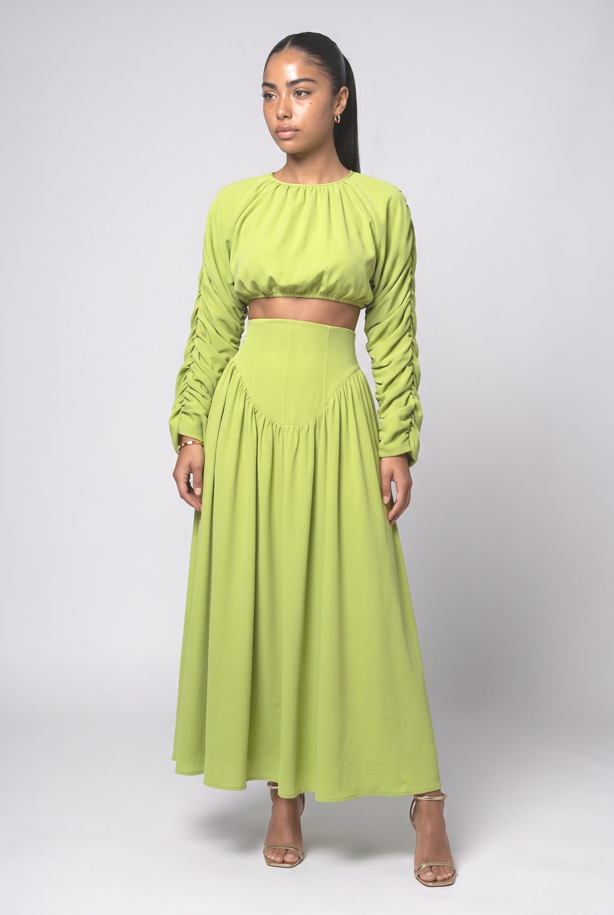 Green Pleated Top, green