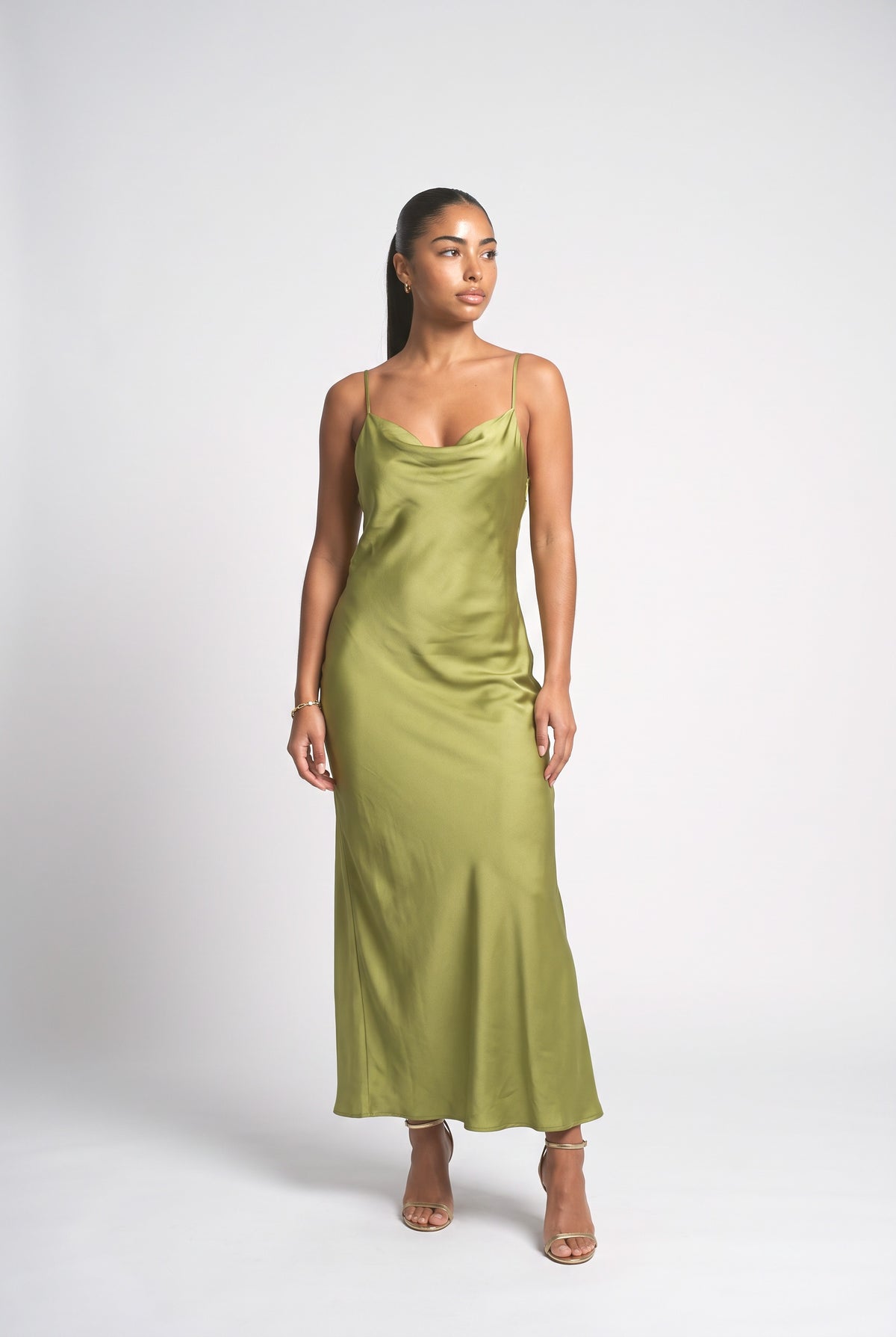 satin ruffle maxi dress Green Size:XL(UK14) Stacees Ruched Prom Dress 21st birthday Pair it with strappy