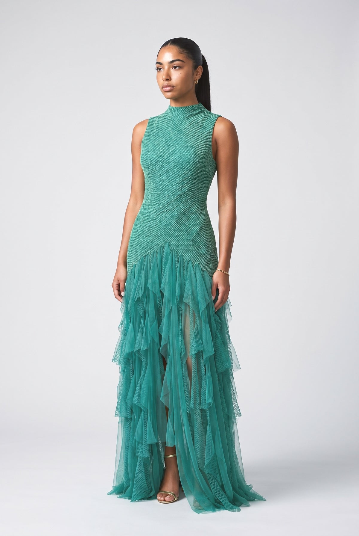 Green Backless Maxi Dress, green
