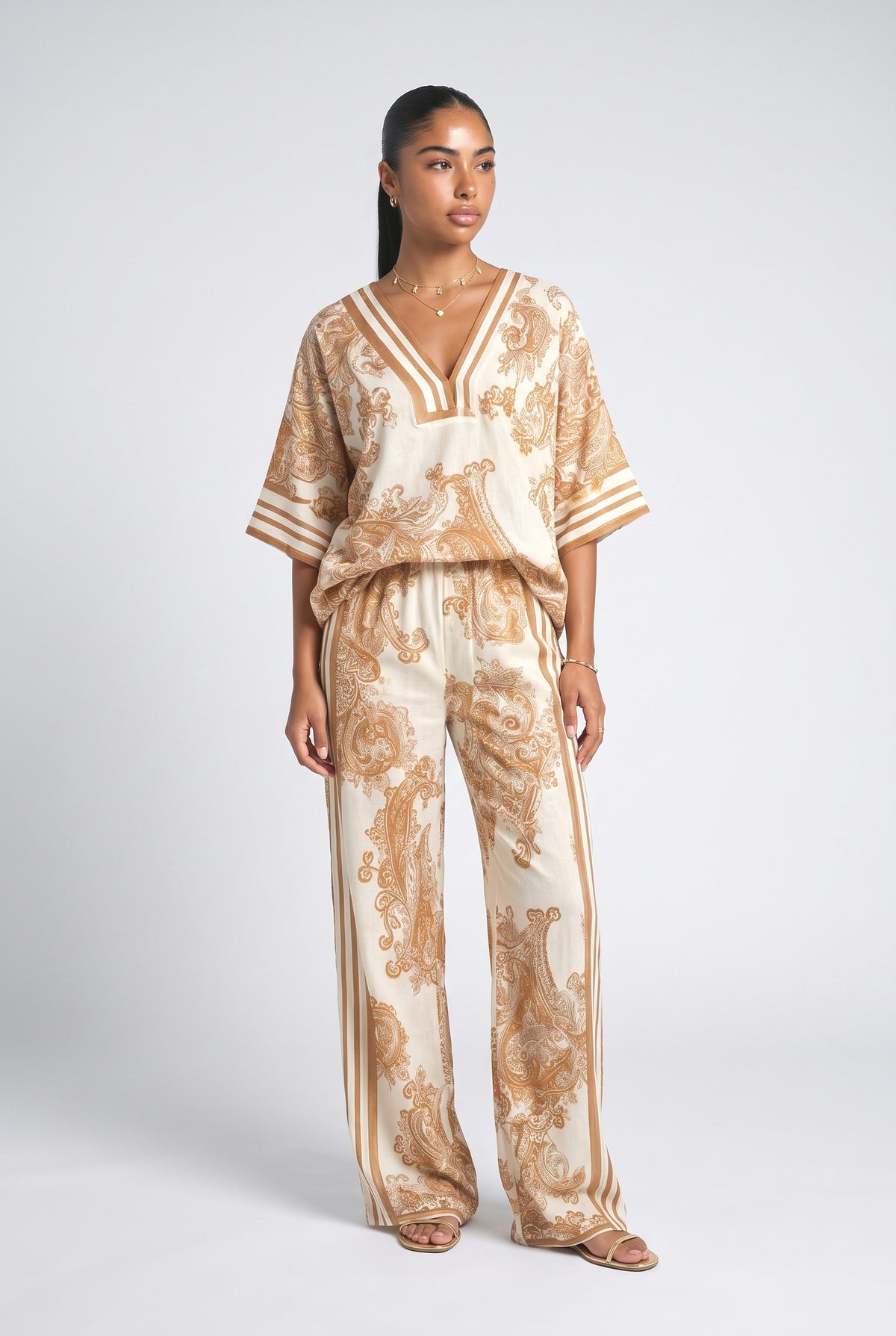 Paisley Outfit Set, khaki set