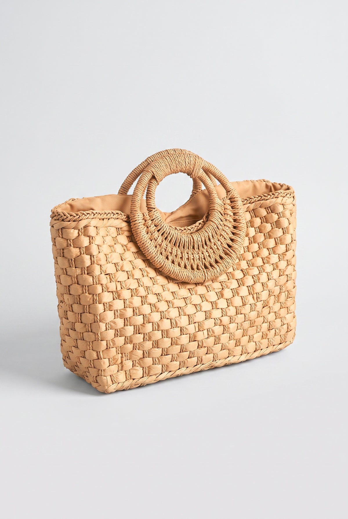 Holiday Beach Handmade Straw Bag, khaki