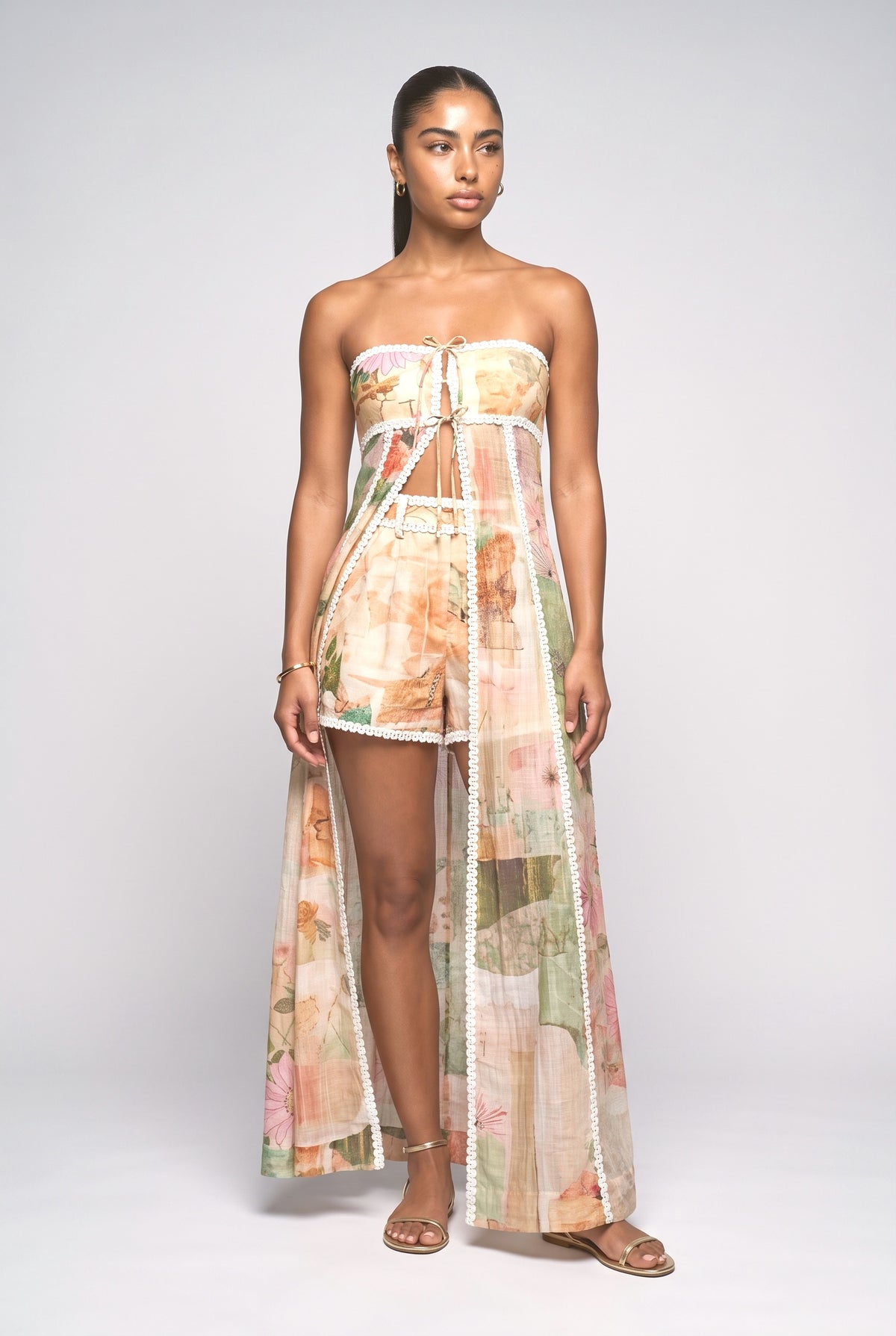 Patchwork Print Shorts Two-Piece Set, multi set