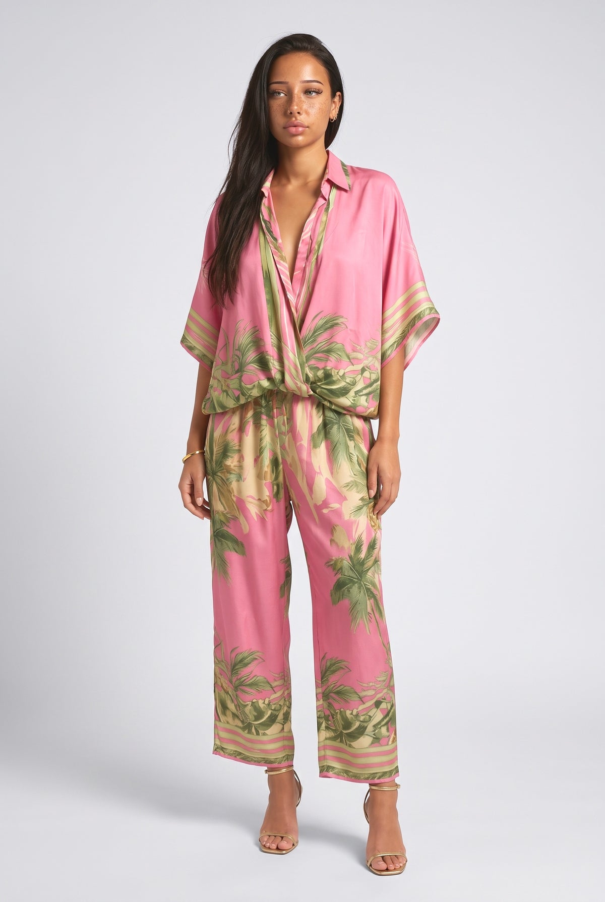 Tropical Flowy Outfit Set, pink top