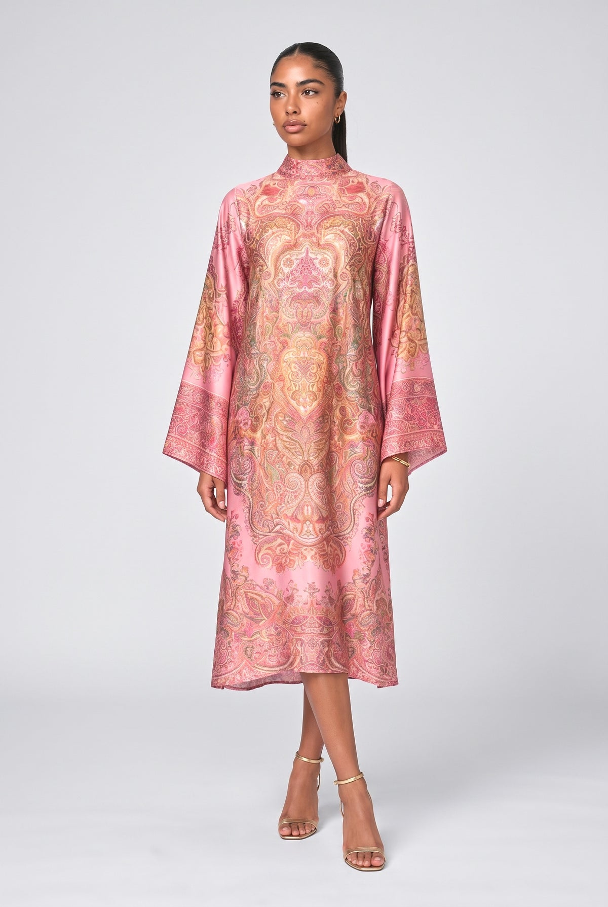 Paisley Midi Dress, pink