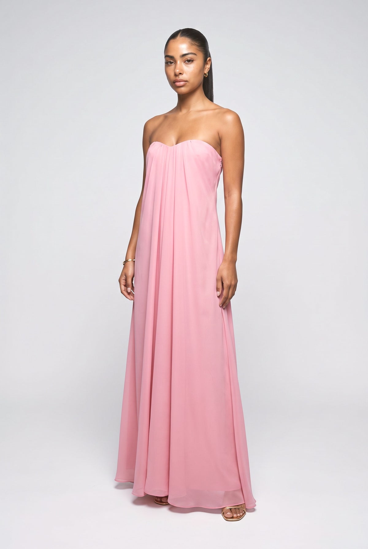 Strapless A-Line Maxi Dress, pink