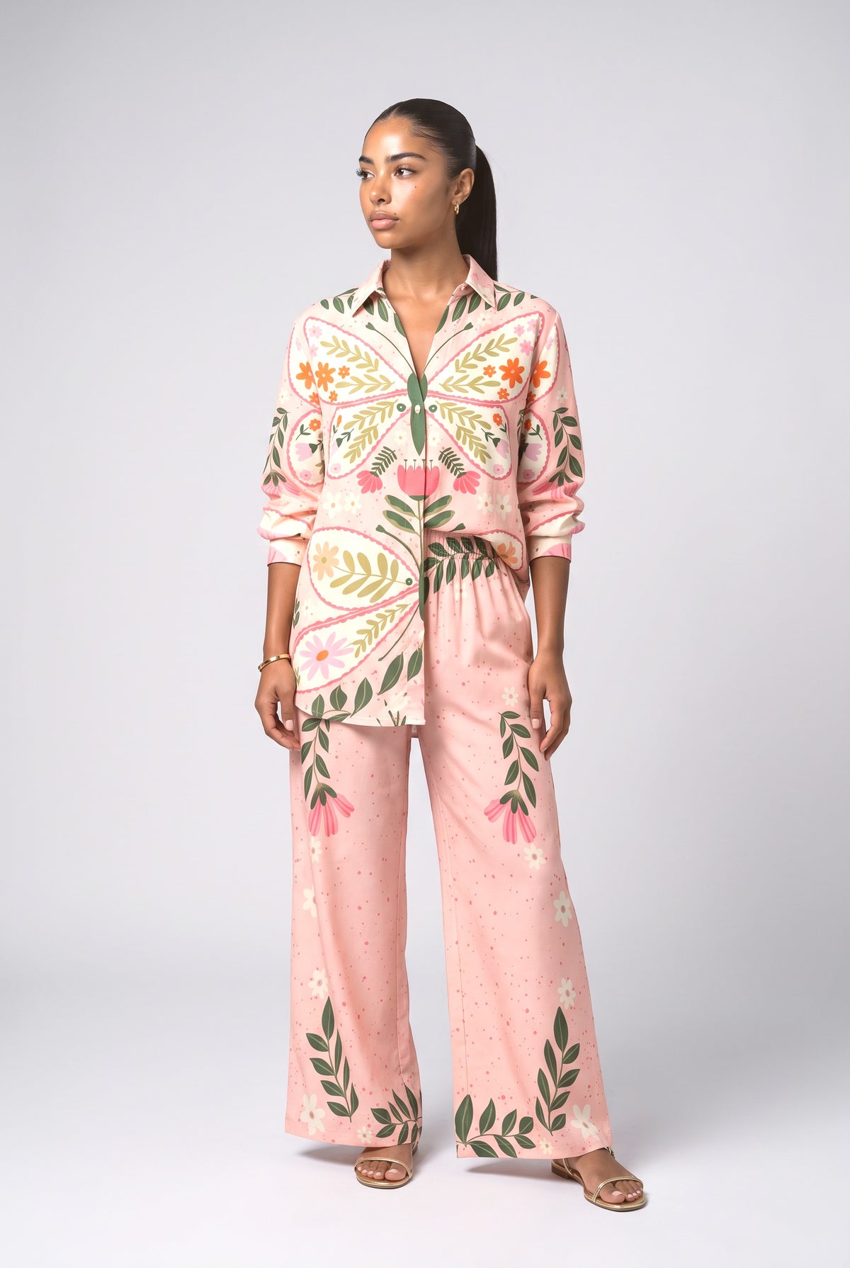 Pink Floral Outfit Set, pink