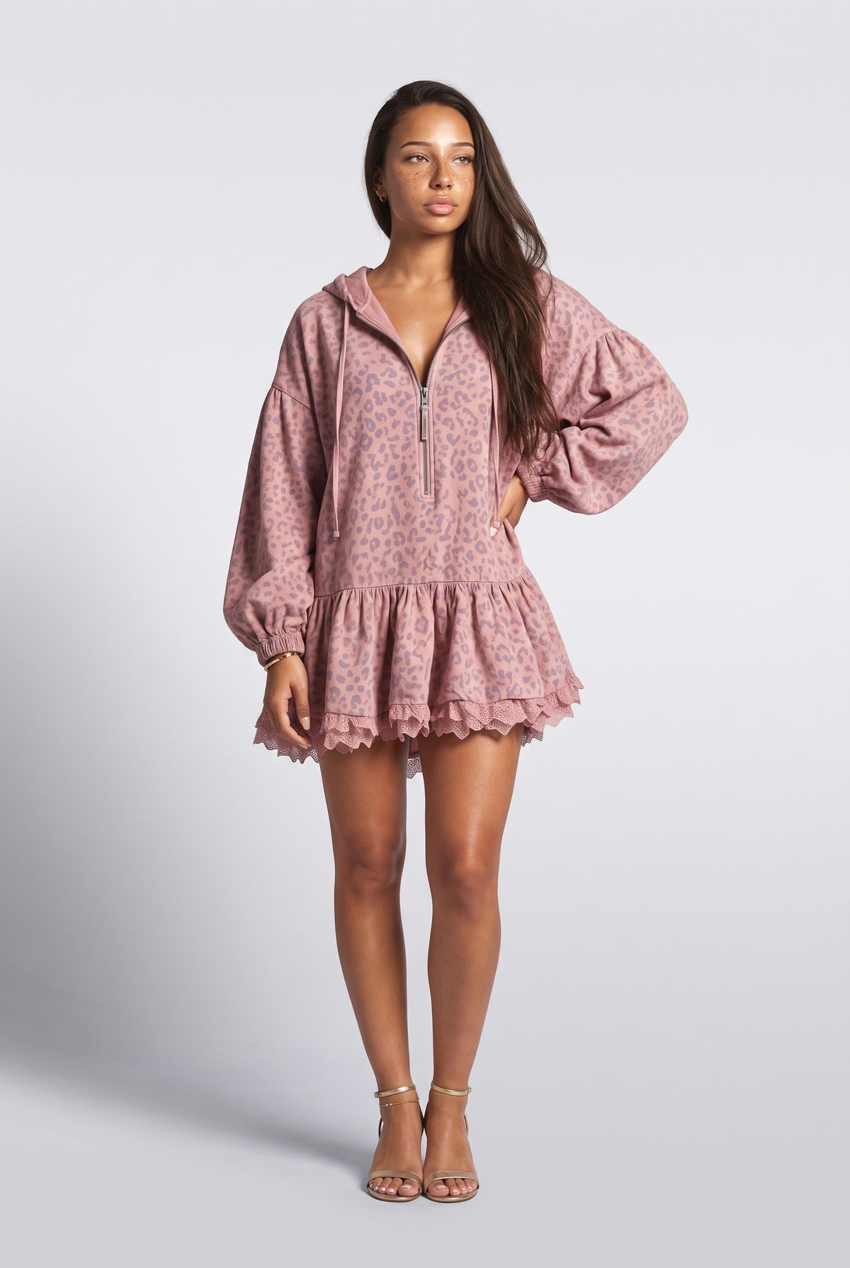 Pink Leopard Mini Dress, pink