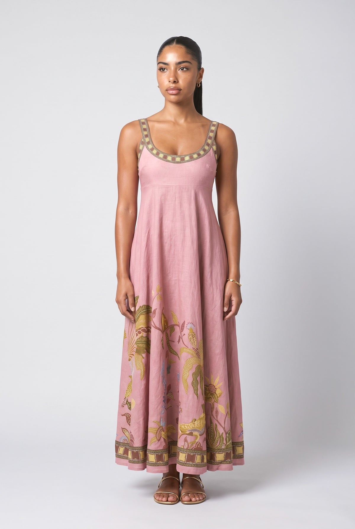 Pink Tropical Maxi Dress, pink