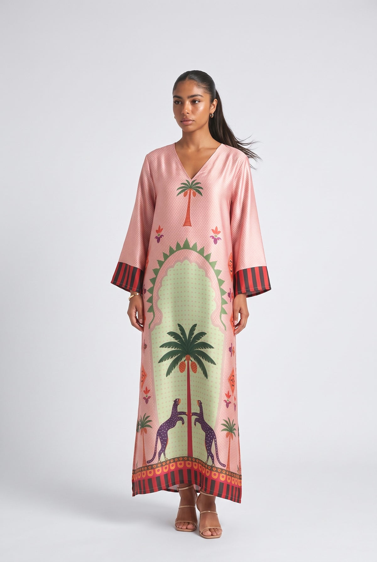 Mystic Palm Printed Maxi Dress, pink