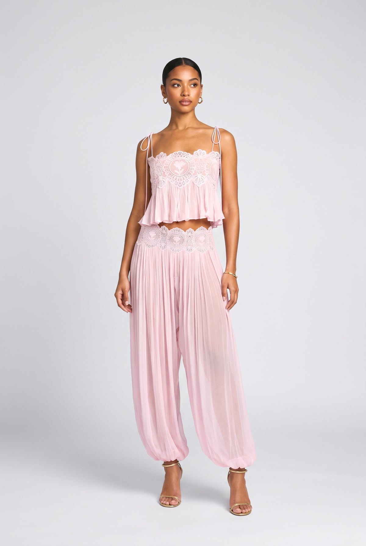 Paisley Lace Outfit Set, pink