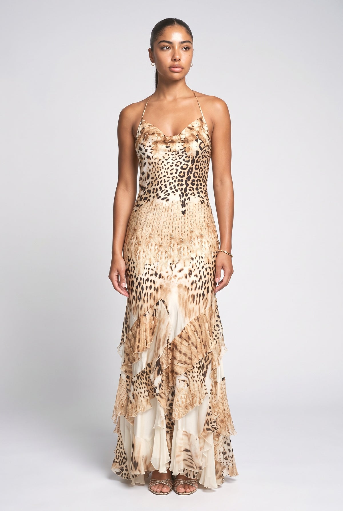 Multicolor Leopard Maxi Dress, printed