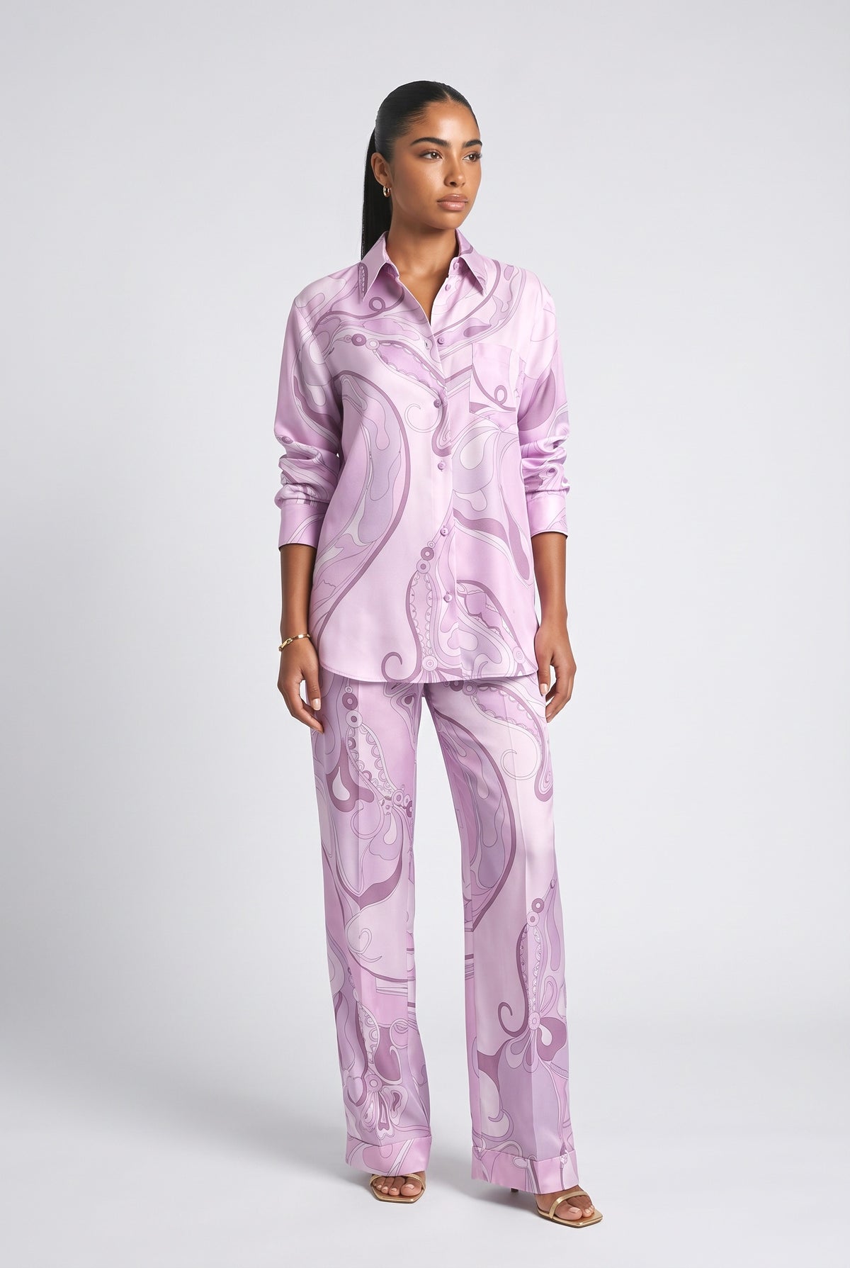 Purple Satin Outfit Set, purple set