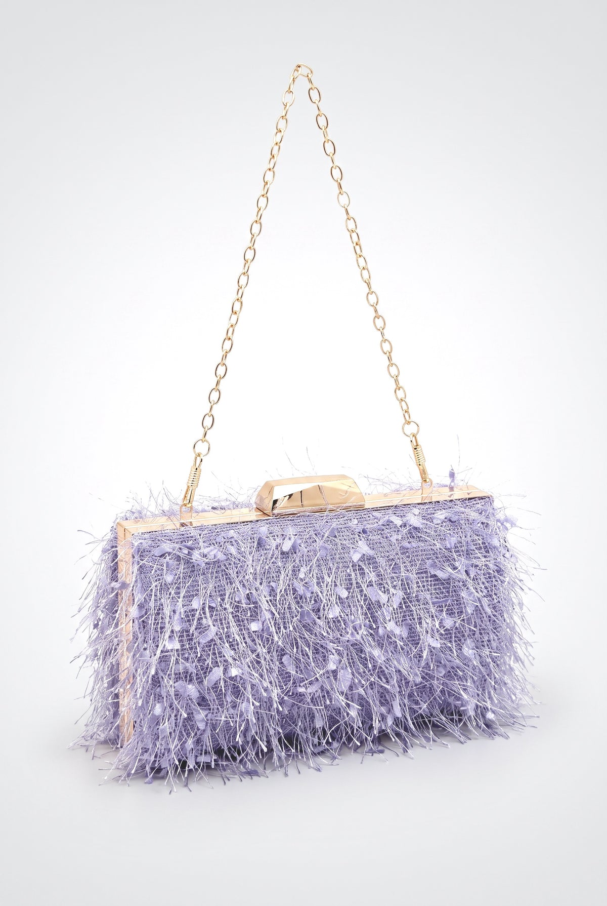 Tassel Clutch Chain Bag, purple