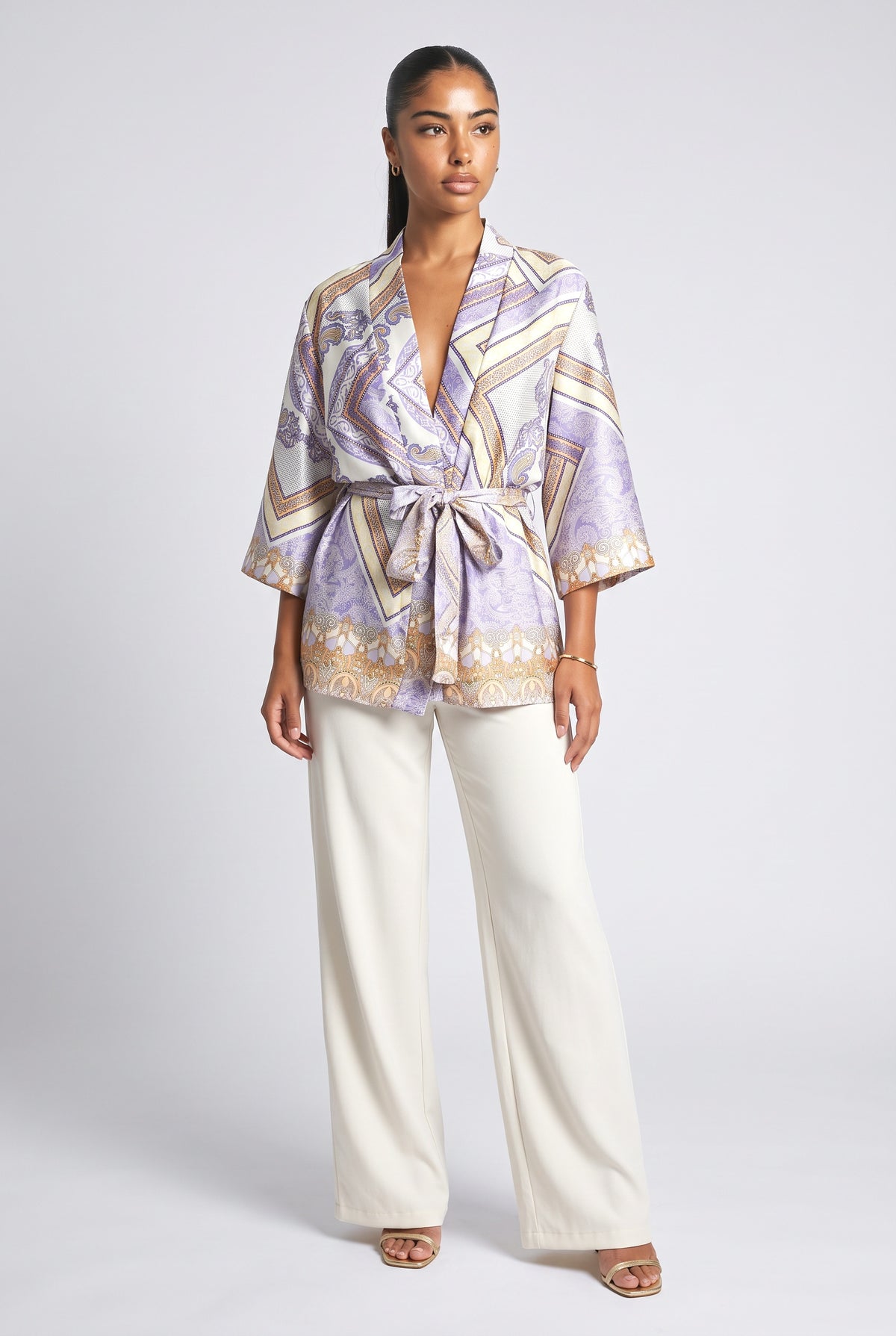 Purple Print Relaxed Top, purple