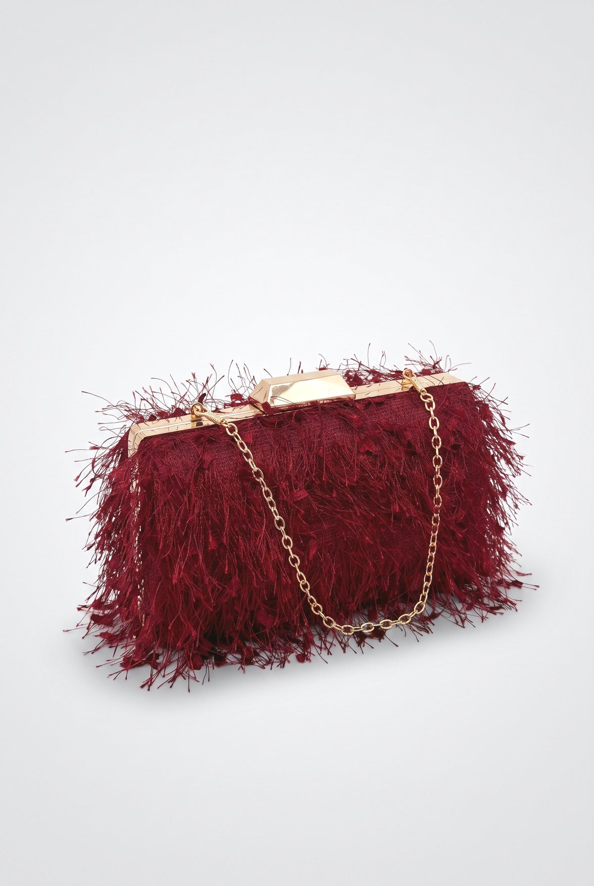 Tassel Clutch Chain Bag, red