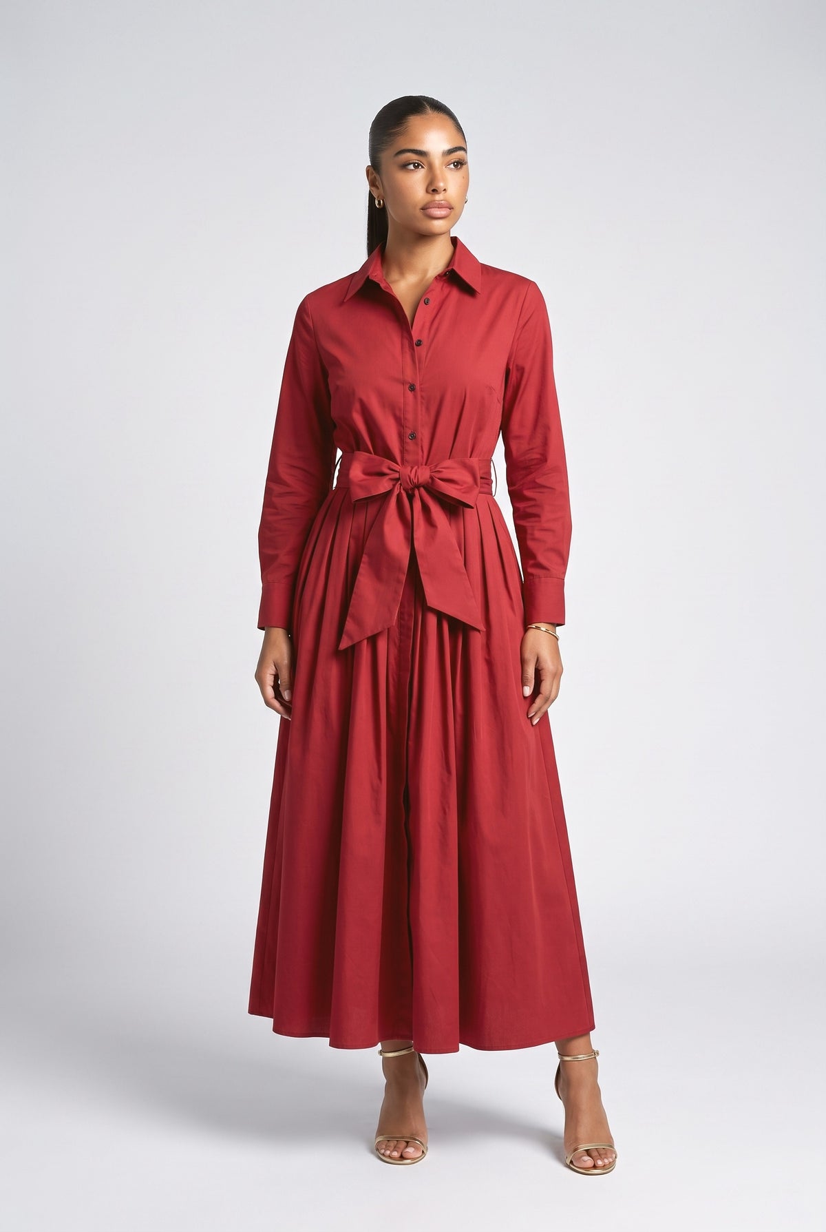 Lace Long Sleeve Maxi Dress, red
