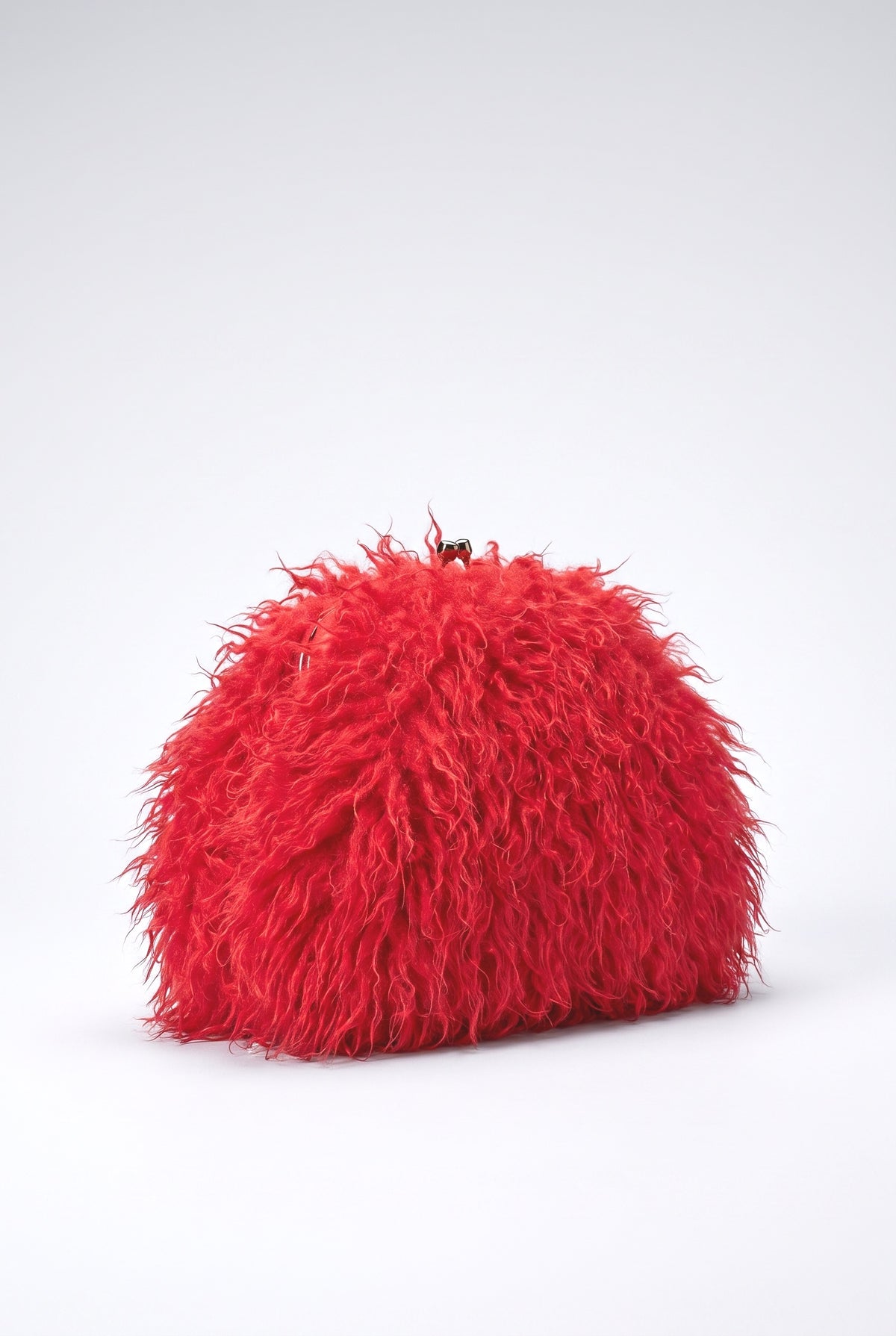 Long Curly Plush Oversized Clutch Bag, red