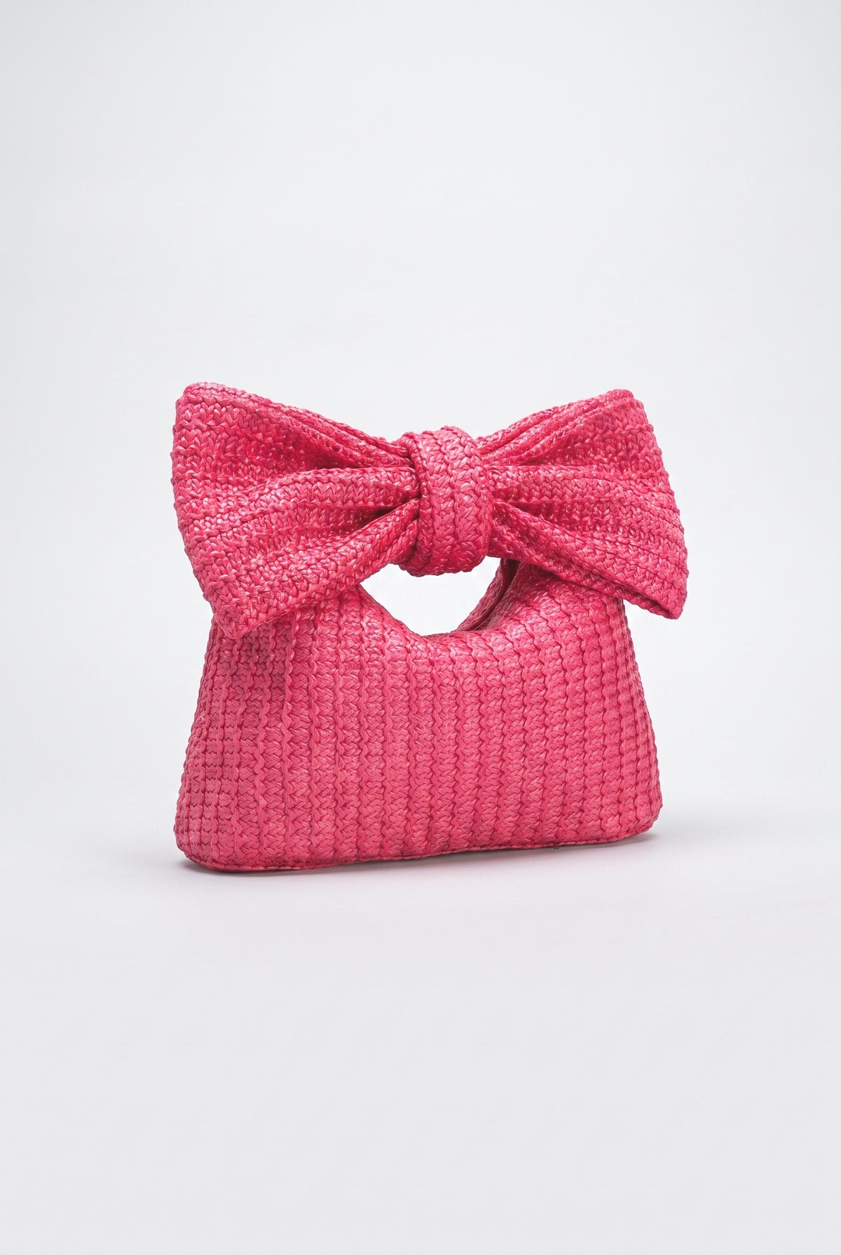 Straw Bow Clutch, rose red