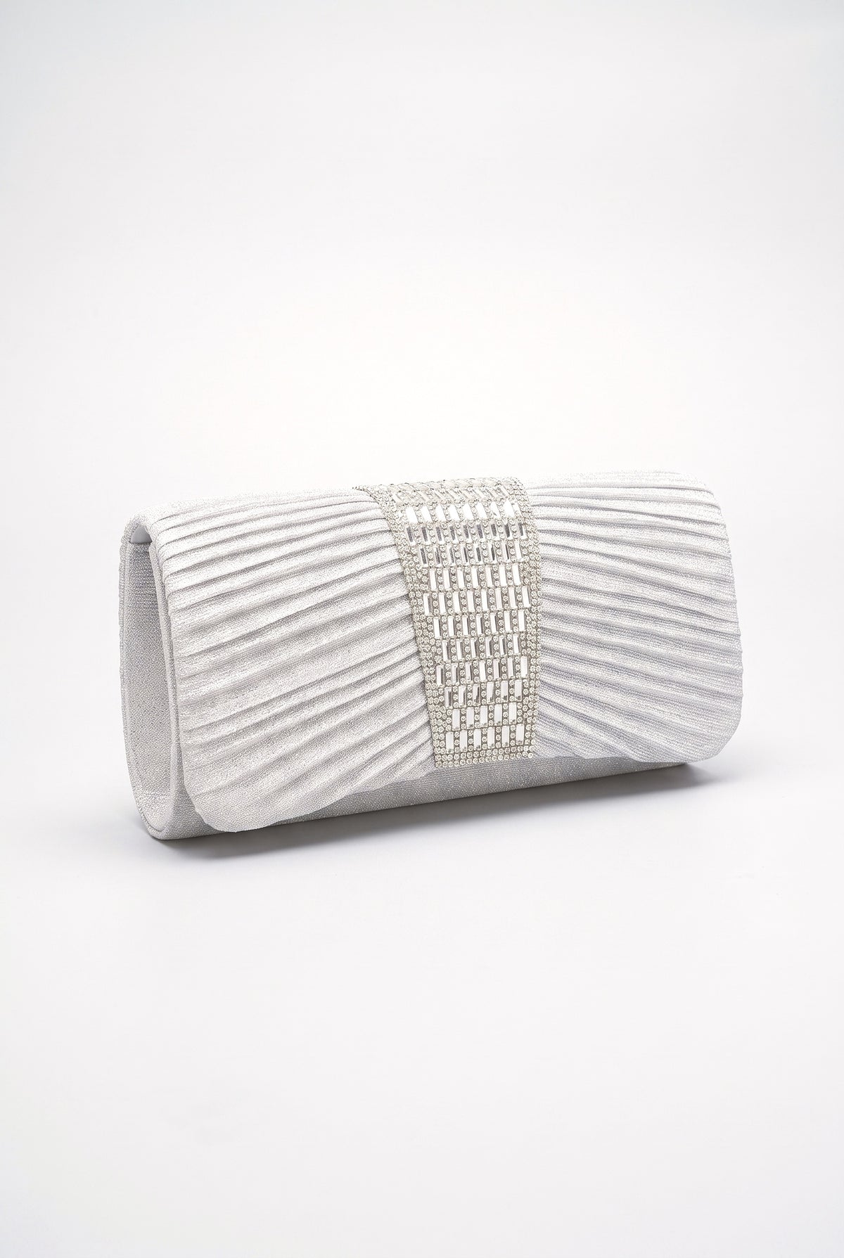 Rhinestone Embellished Clutch Bag, silver