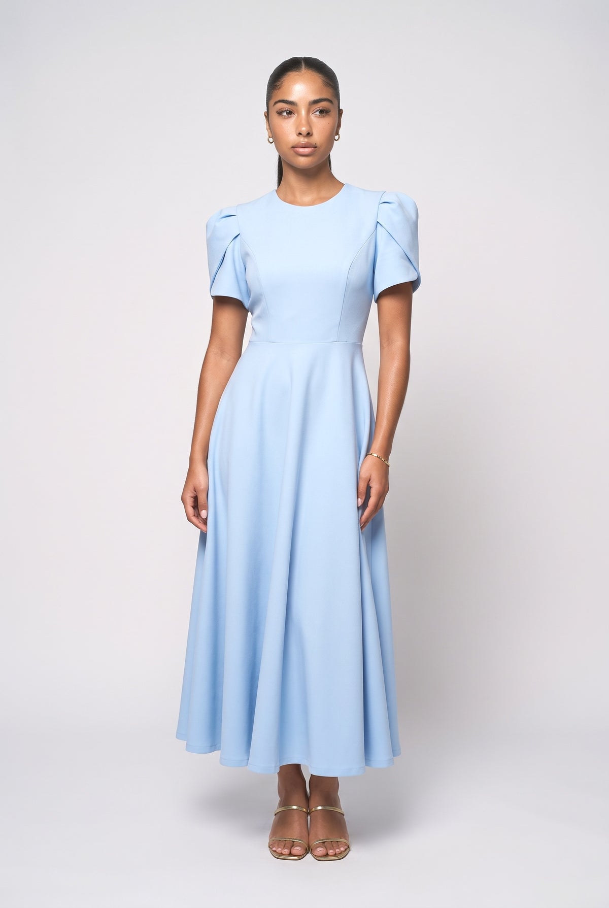 High Neck Midi Dress, sky blue