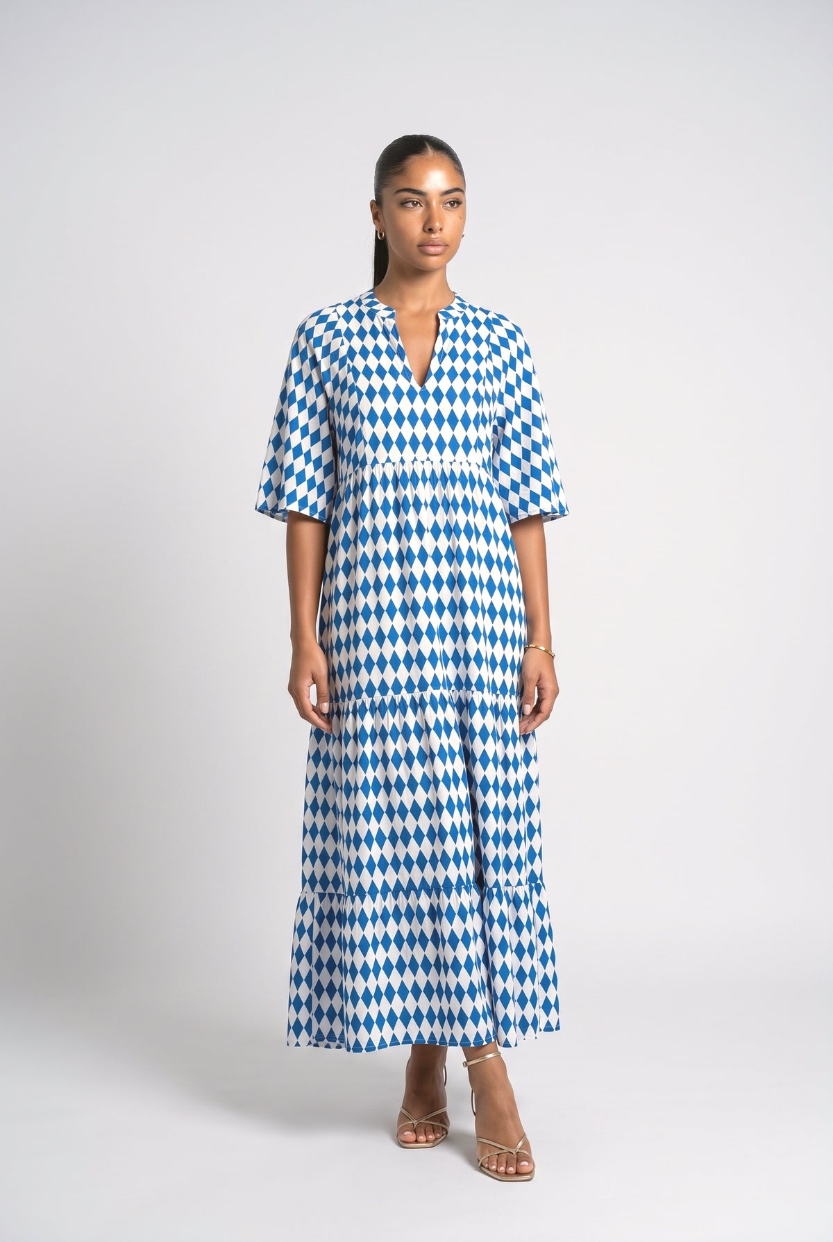 Bohemian Printed Maxi Dress, sky blue