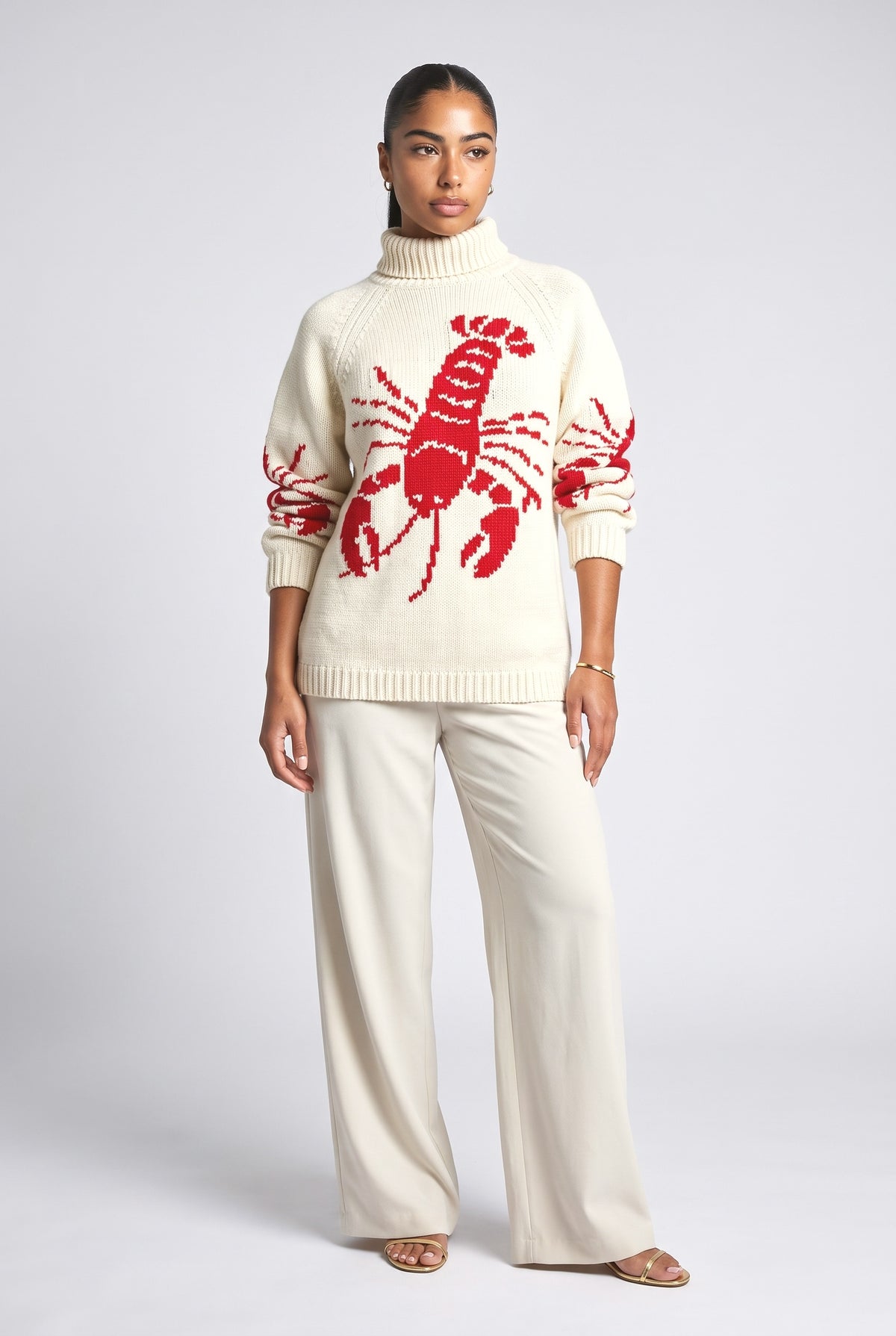 Fun Lobster Cardigan Sweater Jacket, white