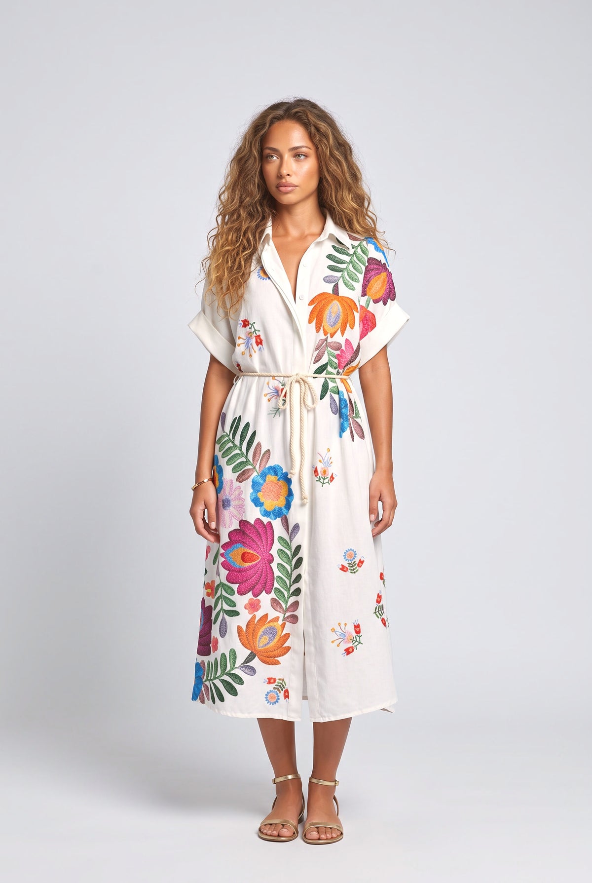 White Relaxed Midi Dress, white